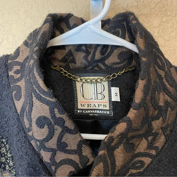 CB Wraps by Chadwicks Vintage Long Wool Wearable Art Maxi Coat Size M - Picture 4 of 16